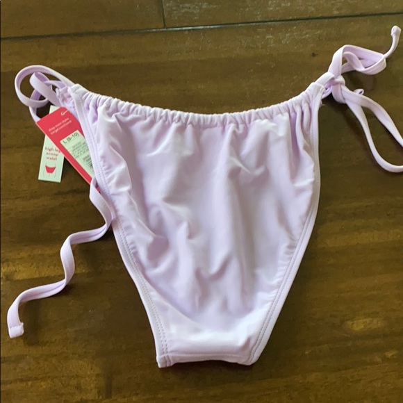 Junior’s Shirred Tie Side Bikini Bottom Lavender - Picture 5 of 9